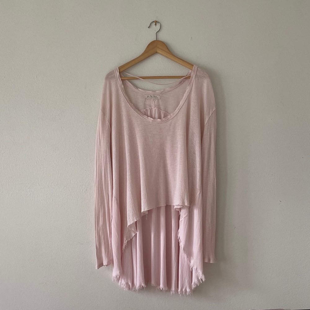 Free People TT Special Tee Waffle Knit Top We The Free Washed Look / Flaws